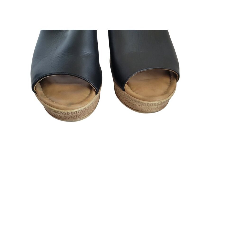 Women's Bella Vita Black Leather Slides Sandals Espadrilles 8.5N Narrow - Picture 5 of 7